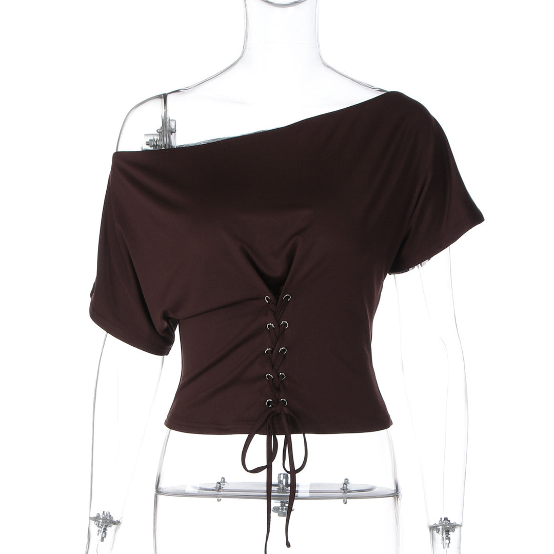 Damen Off-Shoulder Oberteil mit verstellbarem Kordelzug Echo Archiv