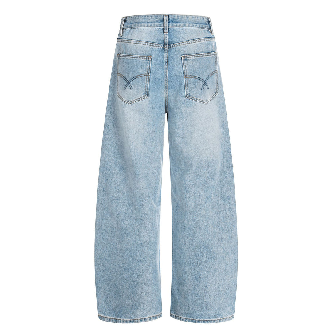 Damen Weite Cropped-Denim-Culotte mit hoher Taille und Fünf‑Taschen‑Details Echoarchiv