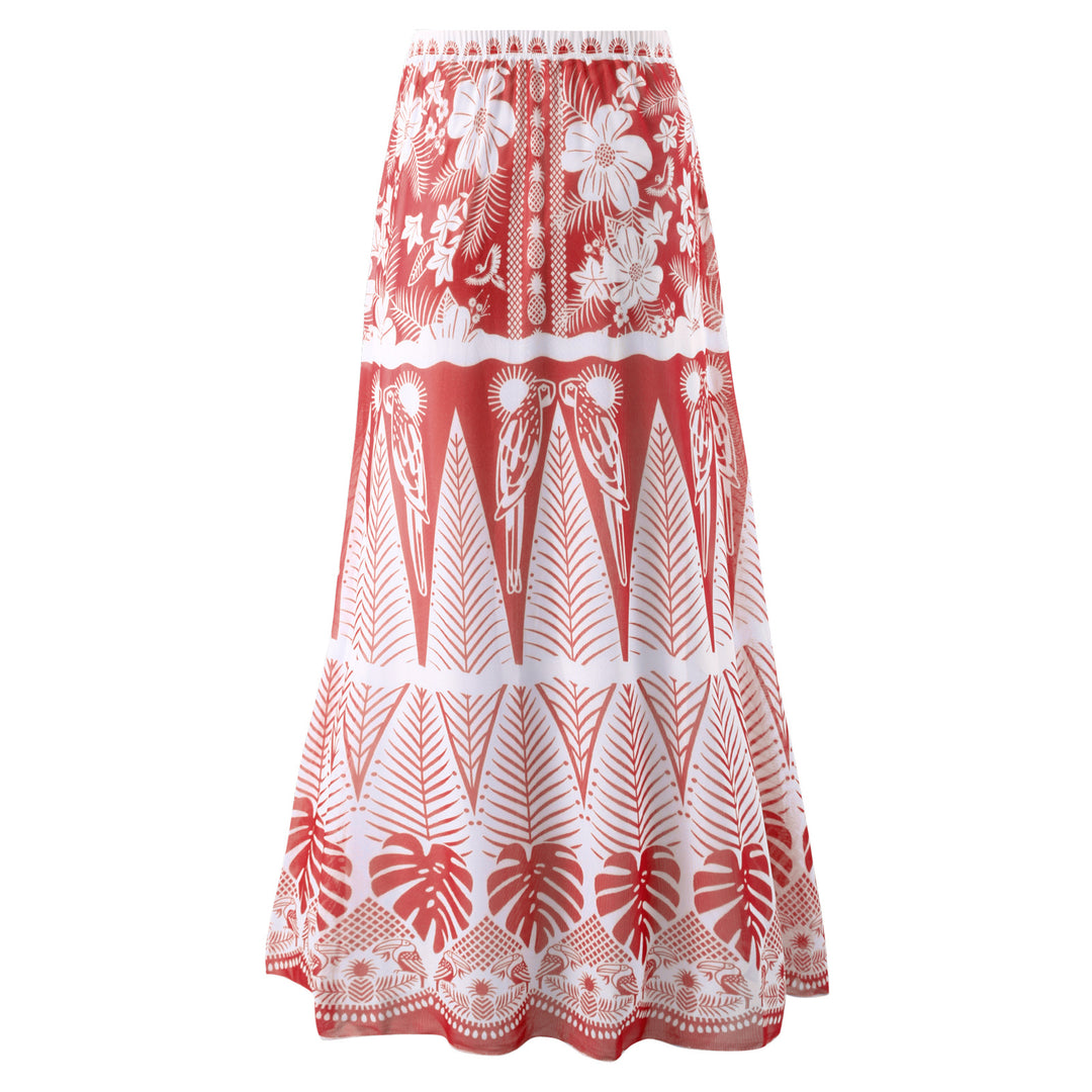 Damen Maxirock mit floralem Print und elastischem Bund Echo Archiv
