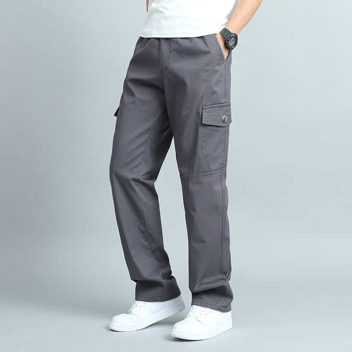 Herren Robuste Canvas-Cargohose mit geradem Bein, Knieabnähern & Klappentaschen Echo Archiv