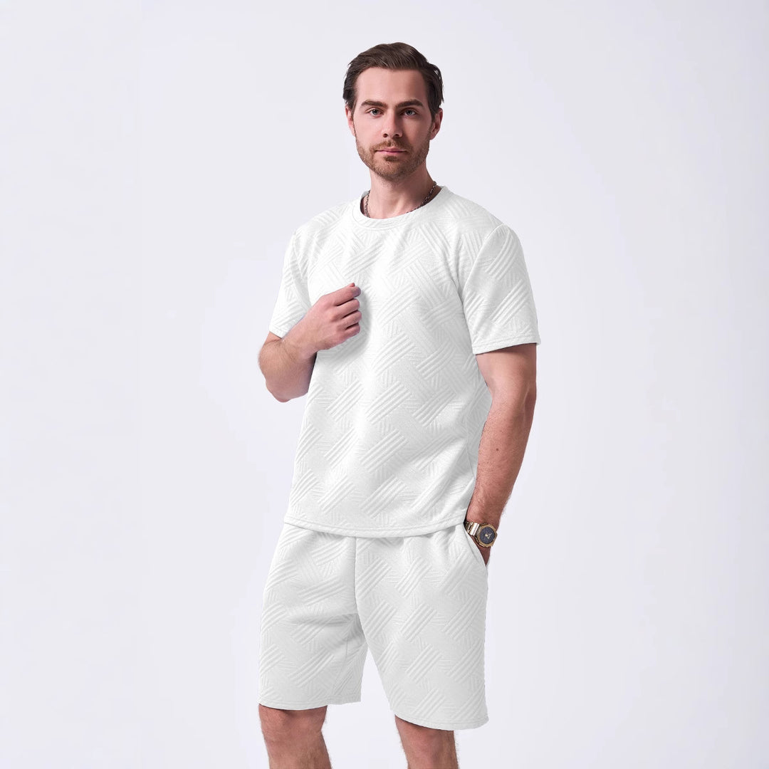 Herren sportliches Freizeit-T-Shirt und Shorts Set mit strukturierter Oberfläche Echoarchiv