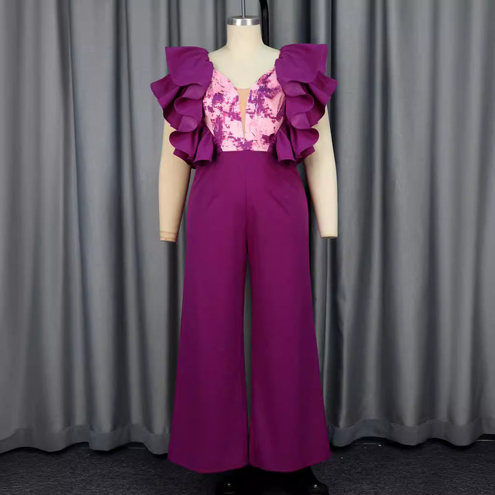 Damen eleganter Jumpsuit mit voluminösen Rüschendetails Echo Archiv