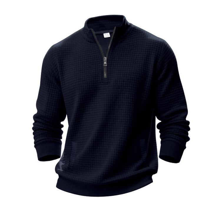 Herren Stepppullover mit halbem Reißverschluss und modernem Strukturdesign Echoarchiv