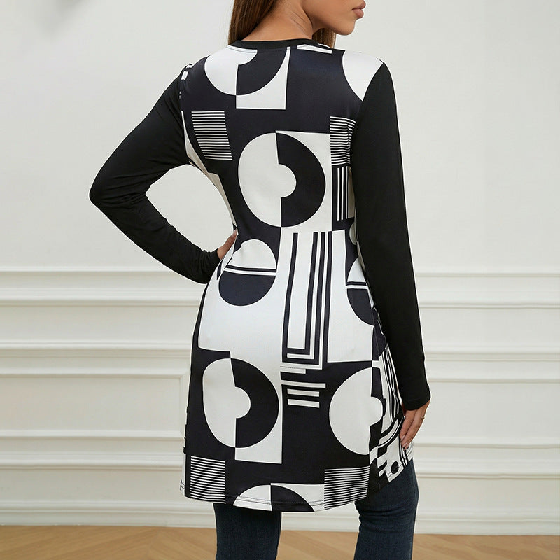 Damen Asymmetrisches Langarmoberteil mit geometrischem Muster Echo Archiv