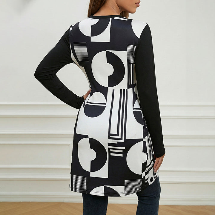 Damen Asymmetrisches Langarmoberteil mit geometrischem Muster Echo Archiv