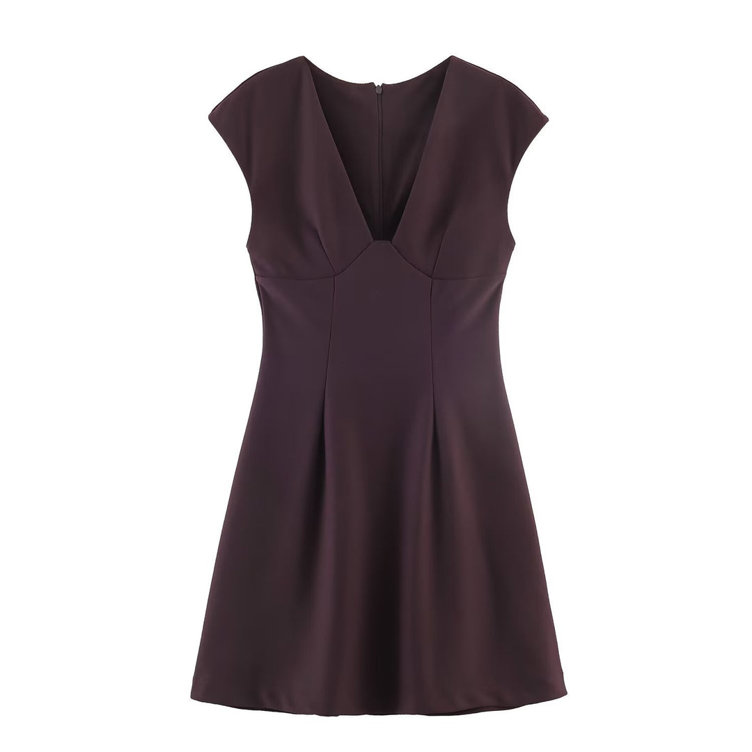 Damen elegantes Kurzkleid mit V-Ausschnitt und A-Linien-Schnitt Echo Archiv