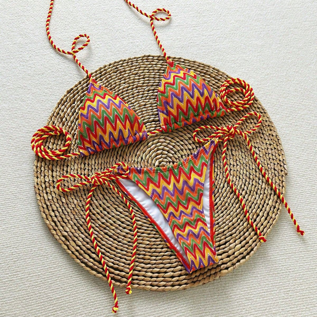 Damen Triangel-Bikini mit auffälligem Wellenmuster Echo Archiv