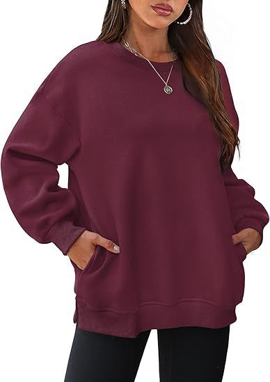 Damen nan lässiger Oversize-Sweatpullover mit seitlichen Eingrifftaschen, geripptem Saum und überschnittener Schulter Echo Archiv