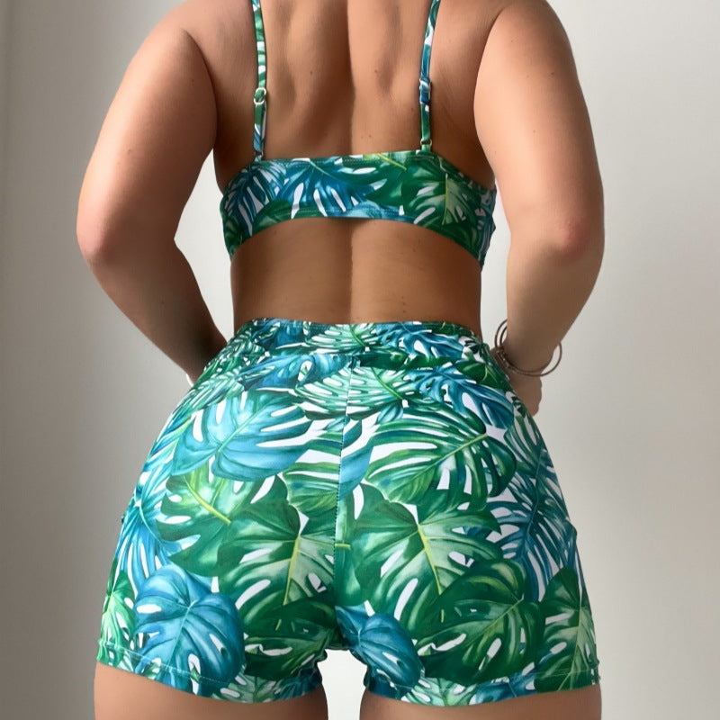 Damen Crop-Top und High-Waist Shorts Set Echo Archiv