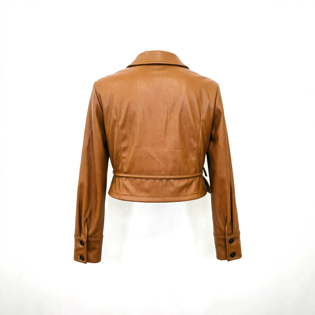 Damen Eleganter Wickelblazer aus Kunstleder Echo Archiv