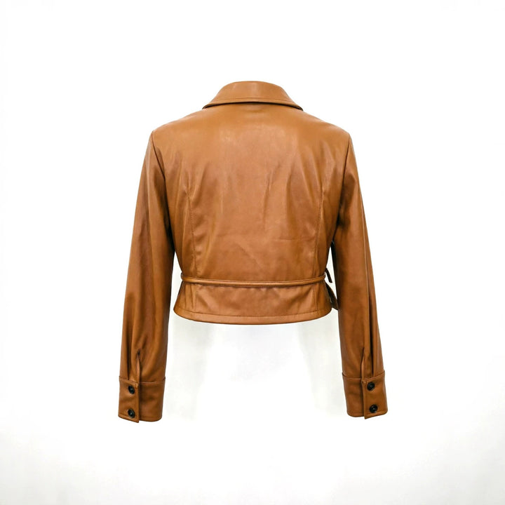 Damen Eleganter Wickelblazer aus Kunstleder Echo Archiv