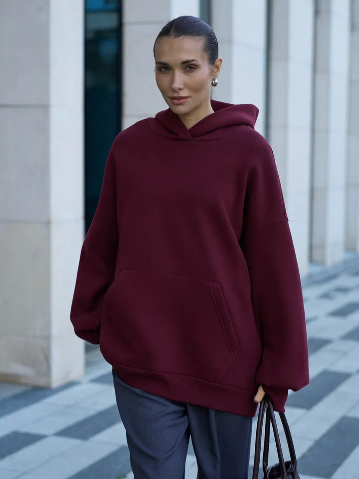 Damen Oversized Kapuzenpullover mit extra weitem Schnitt und Kängurutasche – Auréline