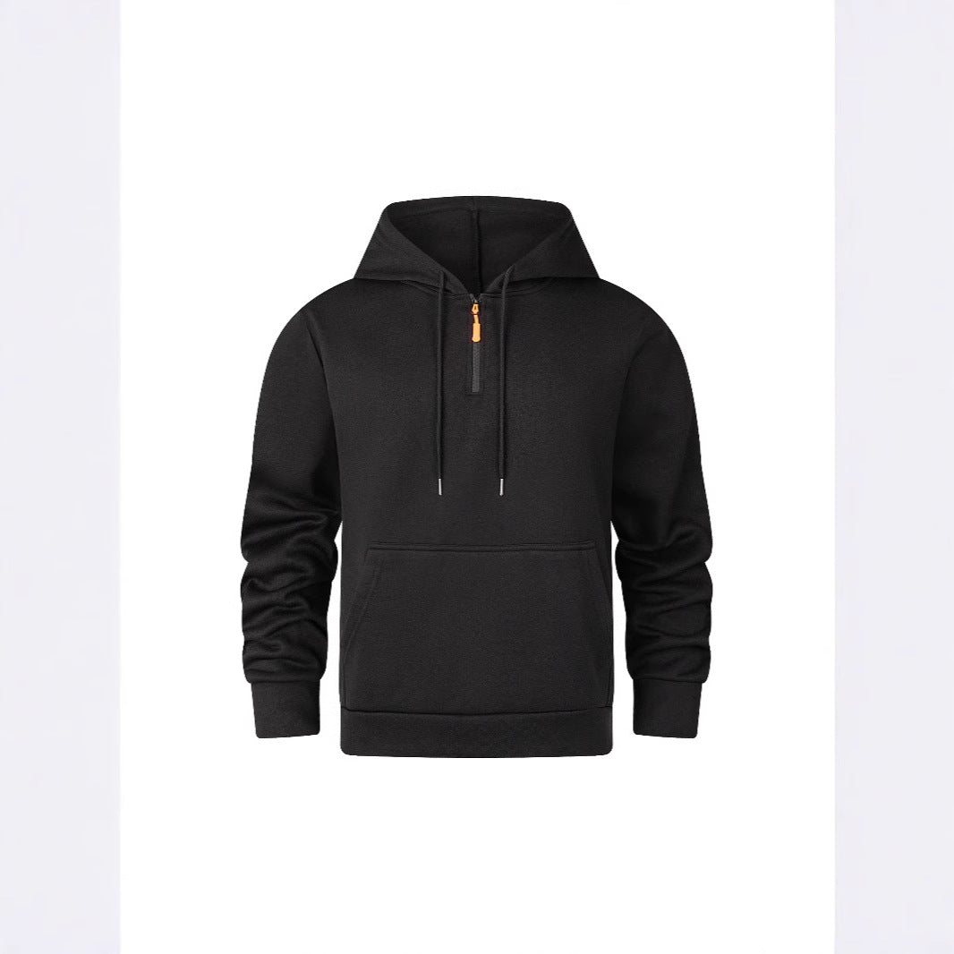 Herren moderner Kapuzenpullover mit halbem Reißverschluss und Kängurutasche Echoarchiv