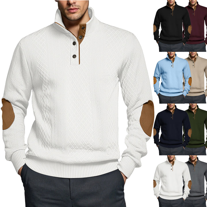 Herren Strickpullover mit strukturiertem Design und Lederpatches Echoarchiv