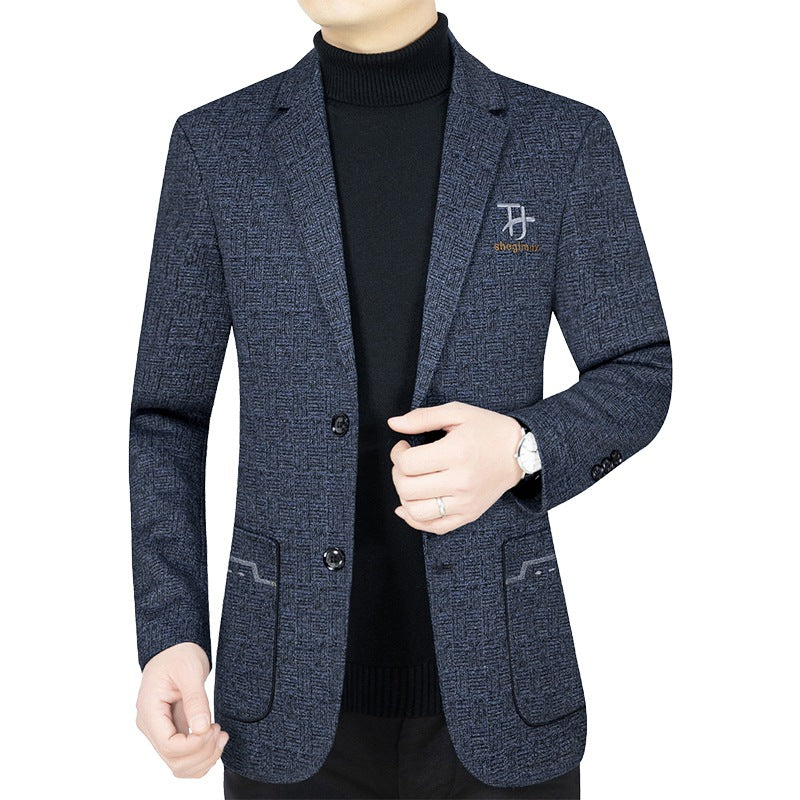 Herren Modernes Einreihiges City-Blazer mit aufgesetzten Taschen und leichter Halbfütterung – Tianoro