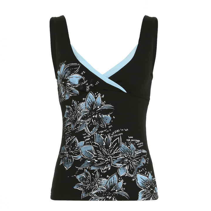 Damen Spaghetti-Trägertop mit floralem Druck und elegantem V-Ausschnitt Echo Archiv