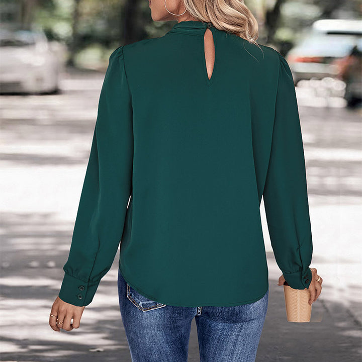 Damen Elegante Chiffon-Bluse mit Schluppe, langen Manschettenärmeln und lockerem Fall Echoarchiv