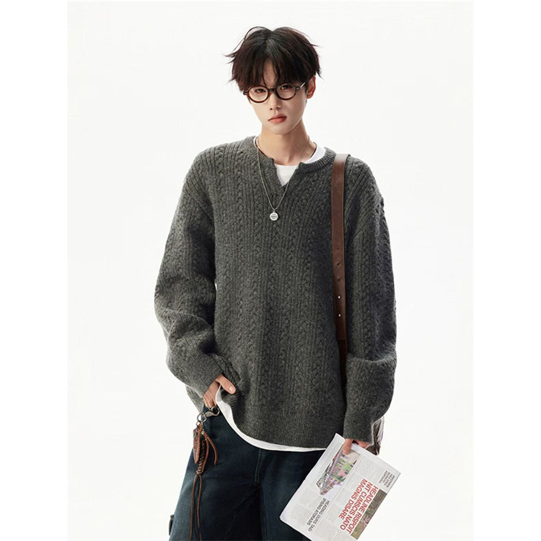 Herren Grobstrickpullover mit V-Ausschnitt Echoarchiv