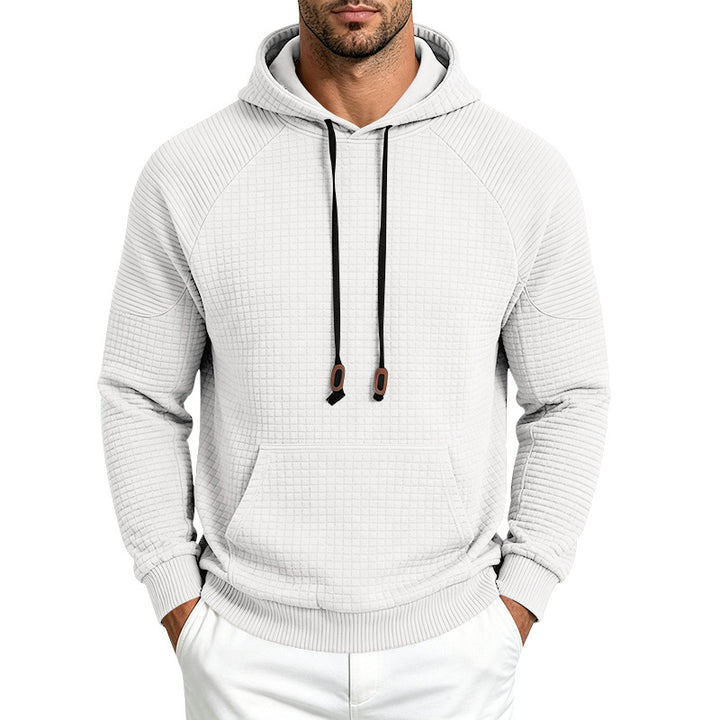 Herren Sportlicher Kapuzenpullover mit Waffelstruktur, Raglanärmeln und Kängurutasche – Cavarno