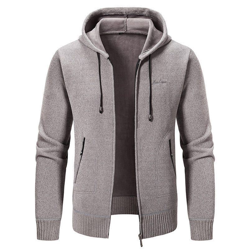 Herren nan warme Strickoptik-Zipjacke mit Teddyfutter, Kapuze und verdeckten Reißverschlusstaschen Echo Archiv