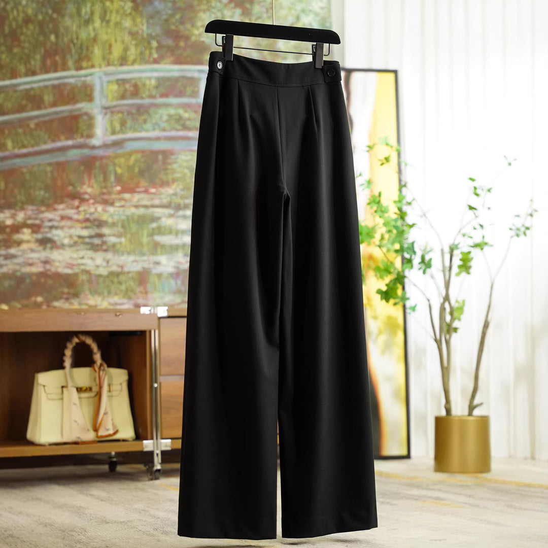 Damen Elegante und weit geschnittene Hochtaillierte Anzughose Echoarchiv