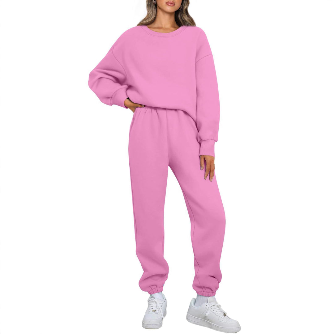 Damen gemütliches zweiteiliges Lounge-Set aus French-Terry mit Oversize-Sweatshirt und taillierter Jogginghose – Élanora