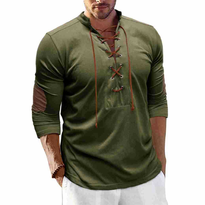 Herren Langarmshirt mit Latzkordel und Kontrastärmeln Echoarchiv
