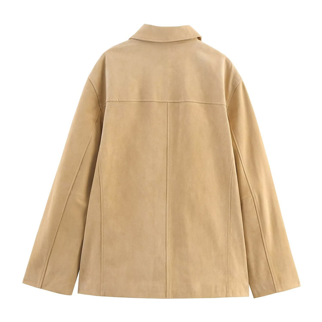 Damen lässige Wildlederjacke mit praktischen Taschen und modischem Schnitt Echoarchiv