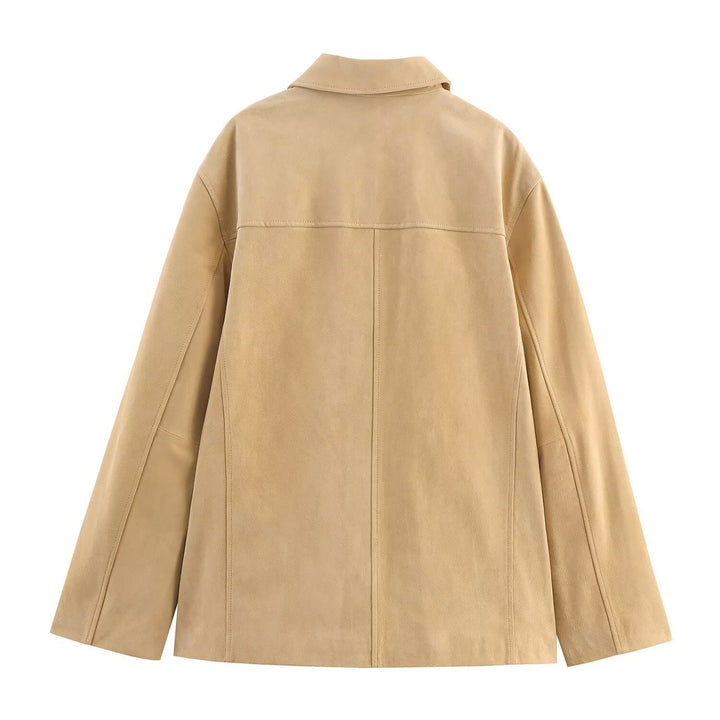 Damen lässige Wildlederjacke mit praktischen Taschen und modischem Schnitt Echoarchiv
