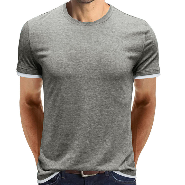 Herren atmungsaktives Rundhals-T-Shirt mit kontrastierenden Ärmeln Echoarchiv