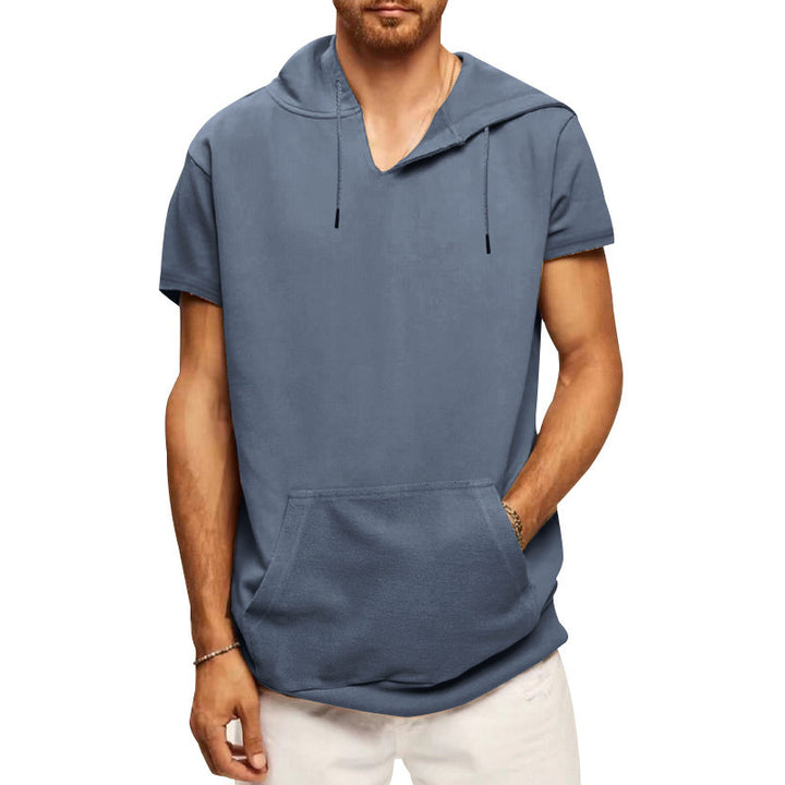 Herren lässiges Kapuzen-T-Shirt mit Fronttasche und modernem Schnitt Echoarchiv