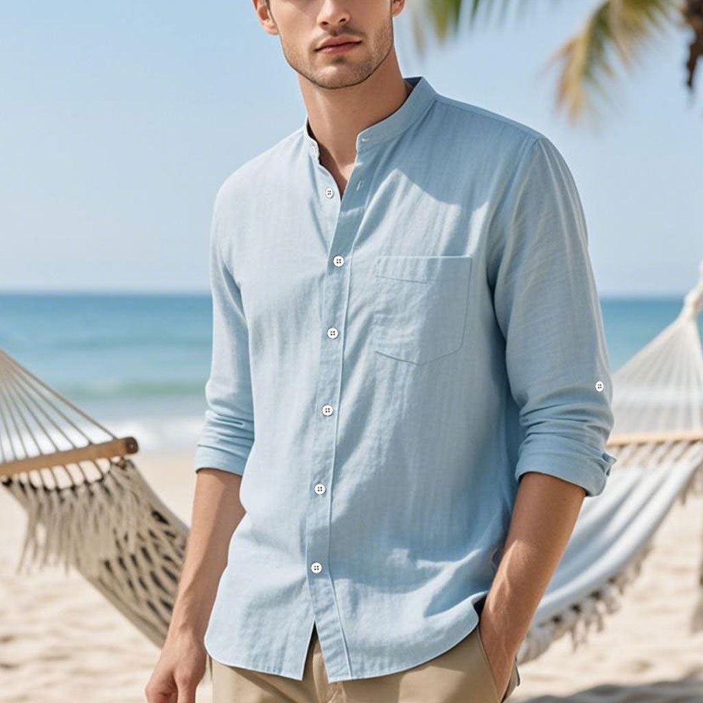 Herren Hemd im eleganten Henley-Stil mit strukturierter Baumwolle Echoarchiv