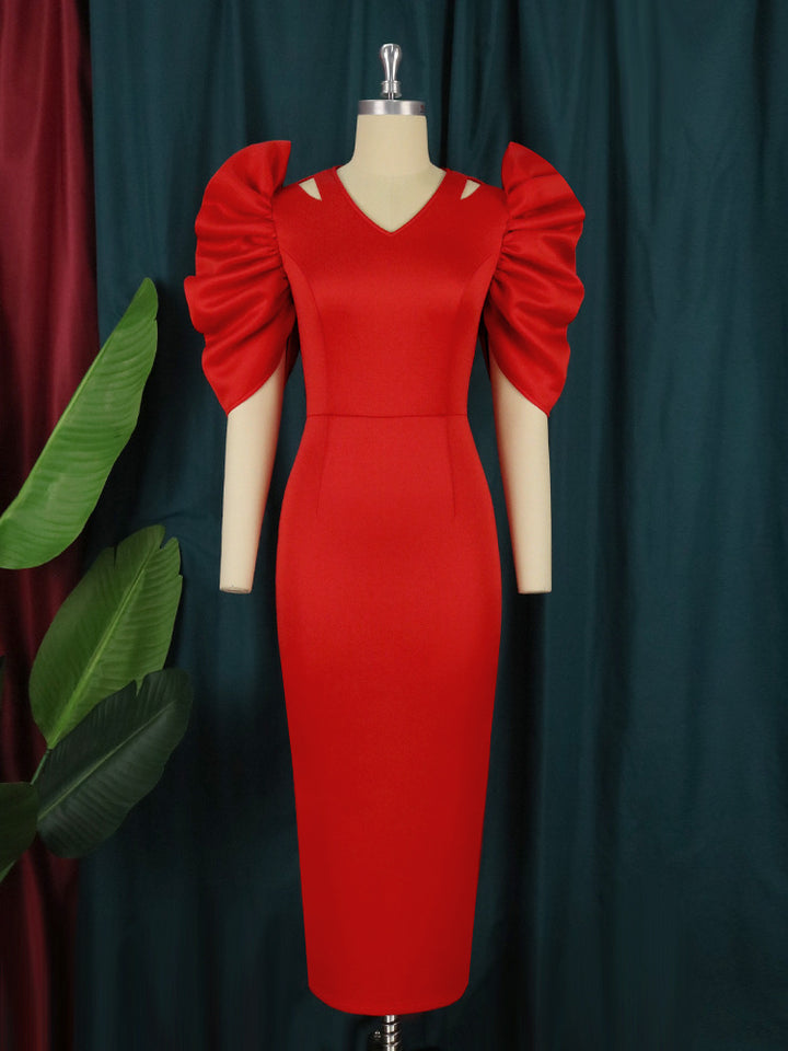 Damen Elegantes Midi-Kleid mit voluminösen Puffärmeln Echo Archiv