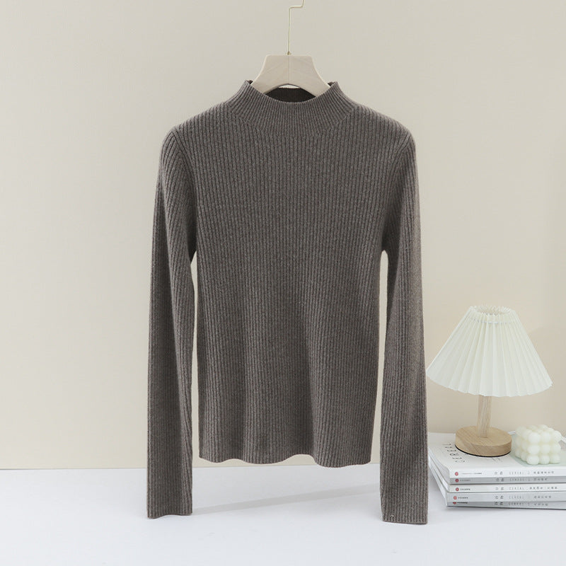 Damen Feiner gerippter Stehkragenpullover mit slim-fit Silhouette Echo Archiv