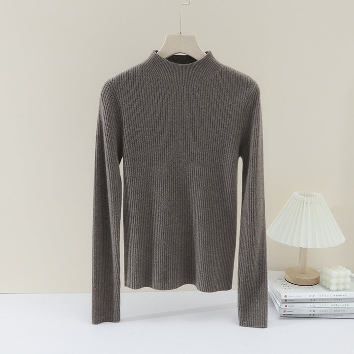 Damen Feiner gerippter Stehkragenpullover mit slim-fit Silhouette Echo Archiv
