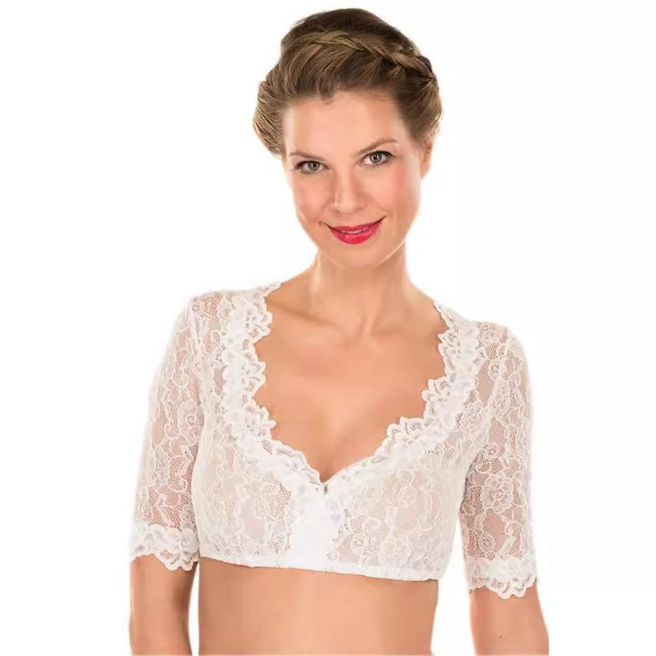 Damen  Spitzentop Bralette mit tiefem V-Ausschnitt und halblangen Ärmeln Echo Archiv