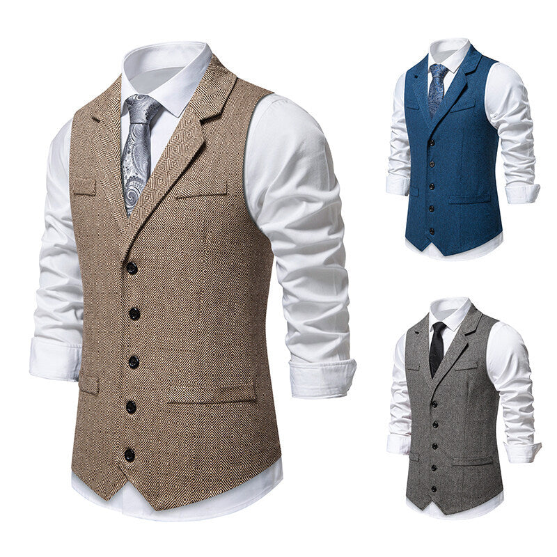 Herren Elegante Anzugweste im zeitgenössischen Design mit feinem Strukturmuster Echoarchiv