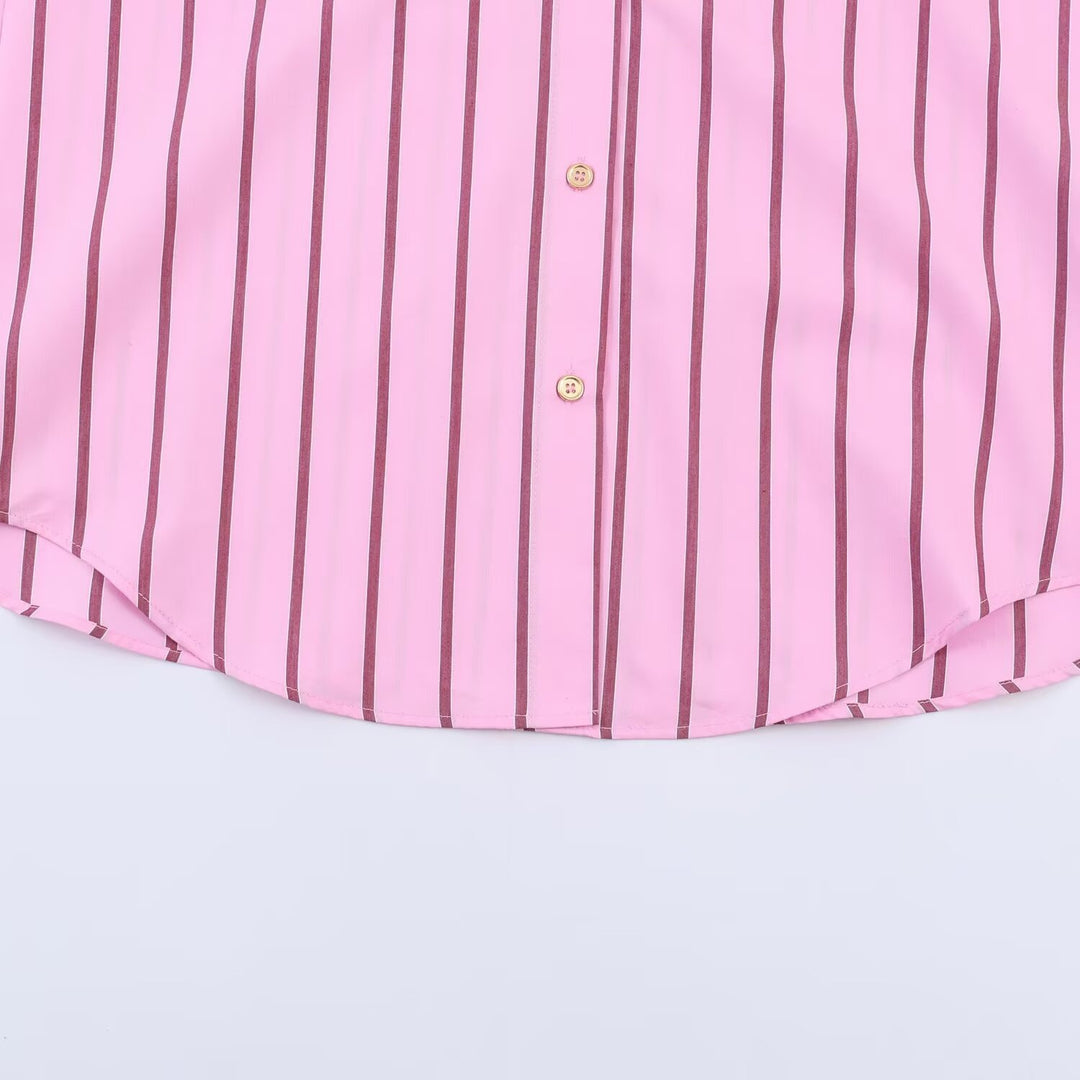 Damen Oversize Hemdbluse in Seidenoptik mit Kontrastkragen und vertikaler Streifenstruktur Echo Archiv