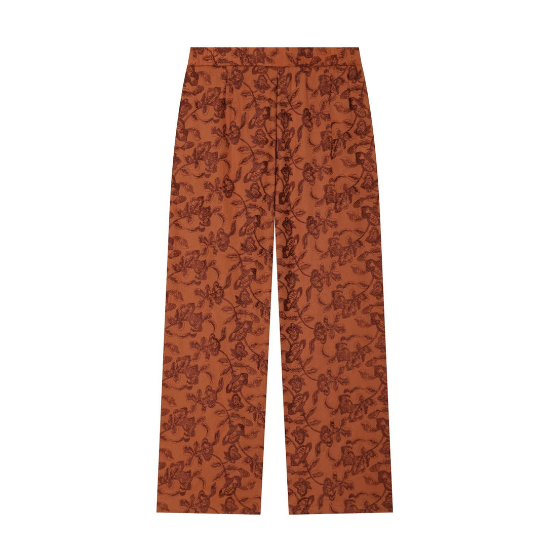 Damen Weite Jacquard‑Hose mit hohem Bund und floraler Musterung Echo Archiv