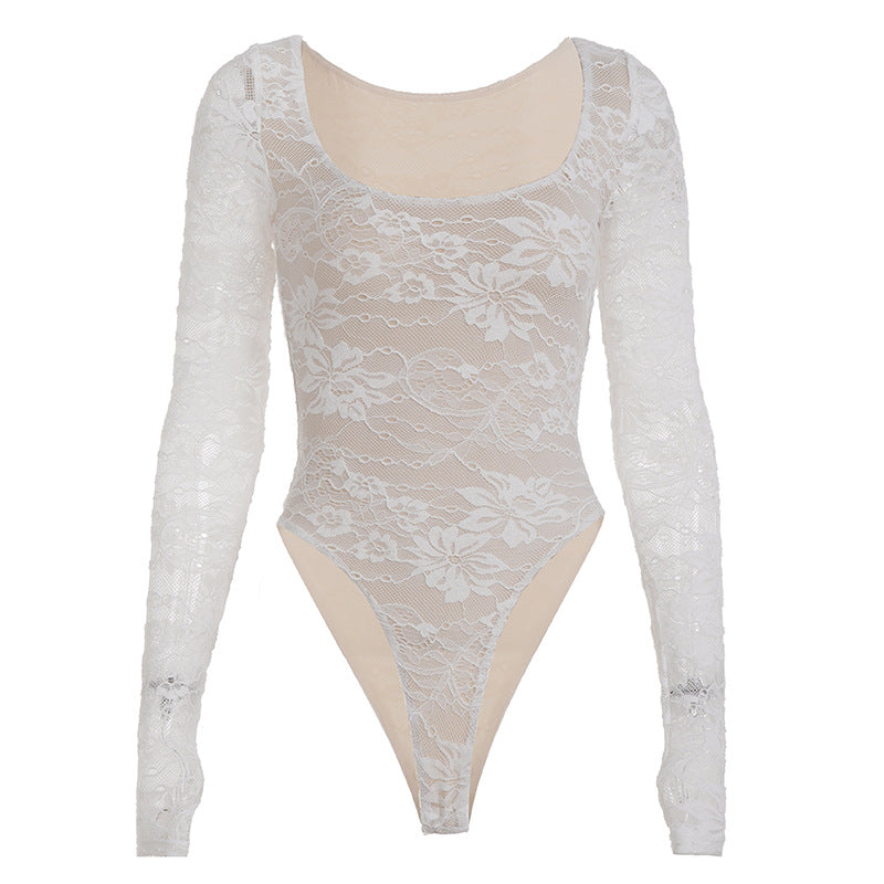 Damen Elegantes Spitzenshirt mit langen Ärmeln und romantischen Details Echo Archiv