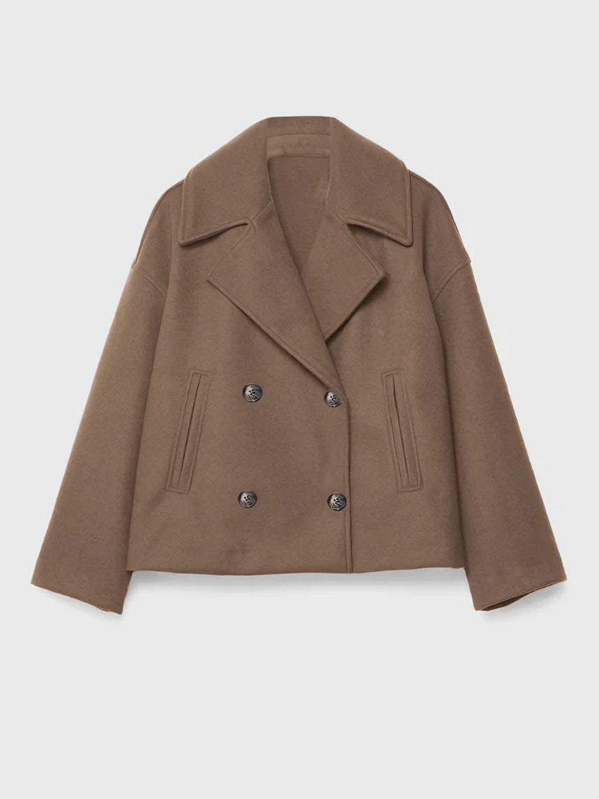 Damen Modische Kurzjacke mit doppelter Knopfleiste – Célinea