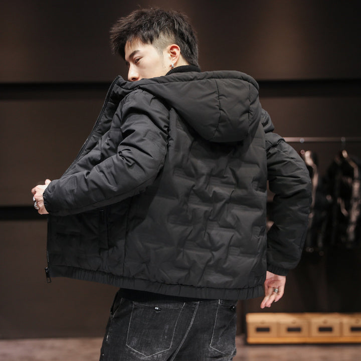 Herren Leichte gesteppte Kapuzenjacke mit Thermoisolierung und elastischem Saum Echoarchiv