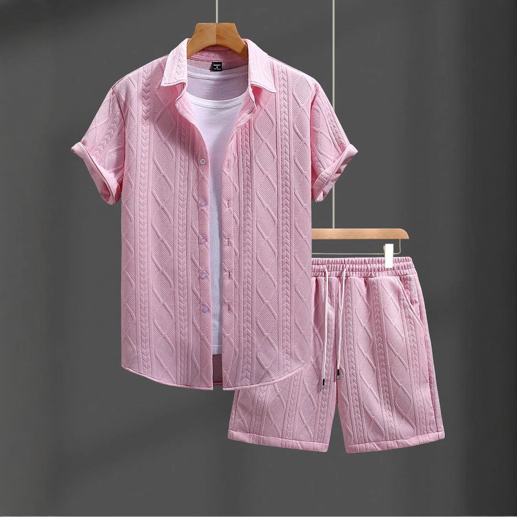 Herren stilvolles Kurzarm-Hemd mit passender Shorts Echoarchiv