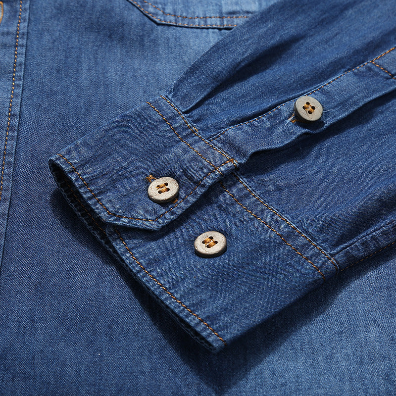 Herren Modisches Denim-Hemd mit Utility-Taschen Echo Archiv