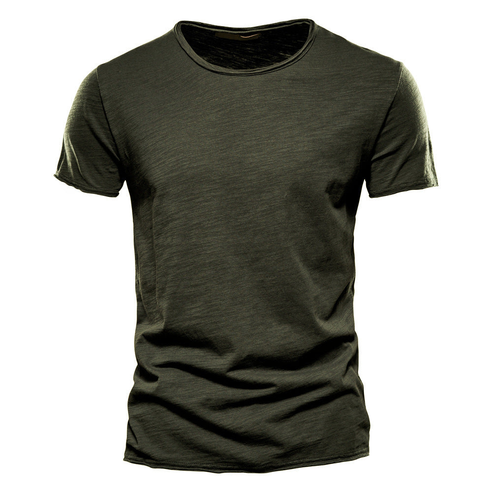 Herren nan leichtes Baumwolljersey Kurzarmshirt mit V-Ausschnitt und schmaler Passform Echo Archiv