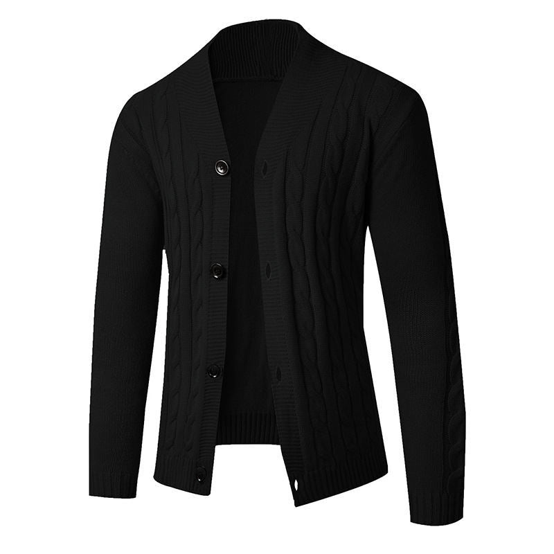 Herren Strickcardigan mit Schalkragen, Zopfmuster und Knopfleiste Echo Archiv