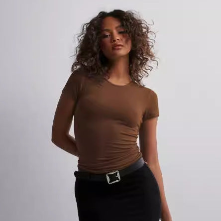 Damen Slim Fit T-Shirt aus hochwertigem Baumwollmix mit elastischem Stretch Echoarchiv