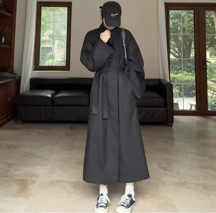 Damen Langer Mantel im Kimono-Stil mit Bindegürtel und weiter A-Linie Echoarchiv