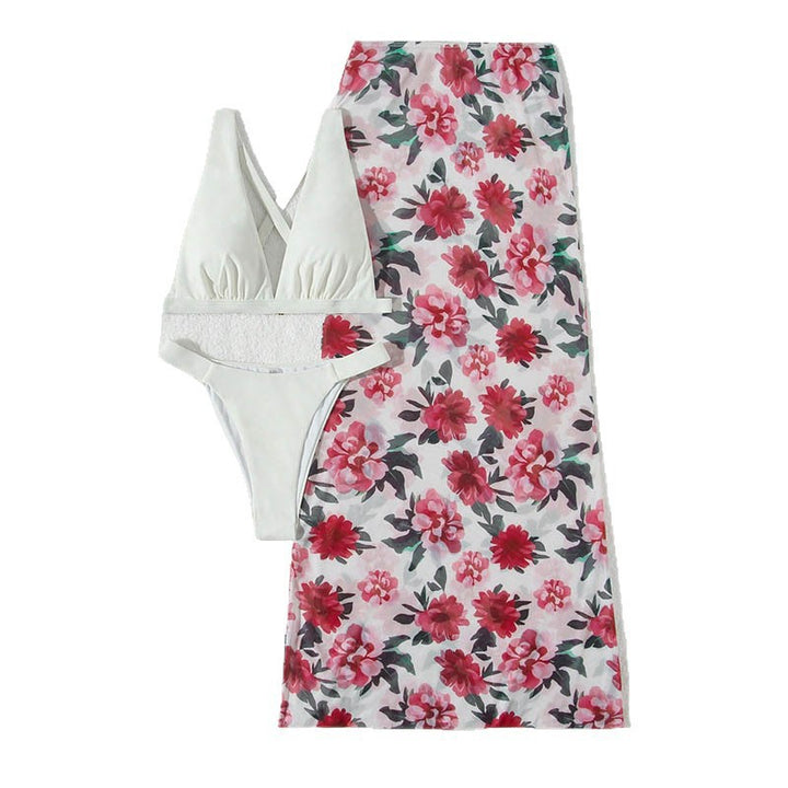 Damen Zweiteiler Bikini-Set mit Blumendruck und Wickelrock Echo Archiv