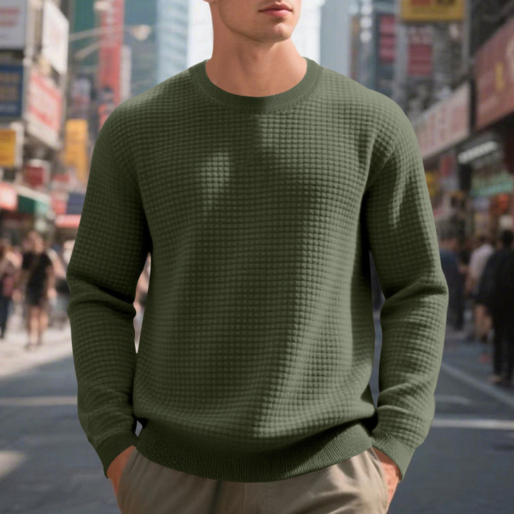 Herren strukturiertes Rundhals-Sweater aus weichem Baumwollmix Echoarchiv